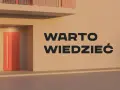 Nowoczesne drzwi w odcieniu koralowym, idealne do ciepłego montażu. Napis "WARTO WIEDZIEĆ" na jasnej ścianie.