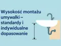 Wysokość umywalki: standardy i indywidualne dopasowanie. Ilustracja pokazuje umywalkę z zaznaczoną miarą wysokości montażu.