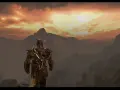 Kratos, el dios de la guerra, contempla el paisaje infernal de Muspelheim bajo un cielo ardiente.