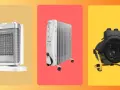 Tres modelos de calefactor: uno blanco vertical, un radiador de aceite y uno negro tipo ventilador.