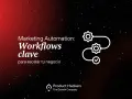 Marketing Automation: Workflows clave para escalar tu negocio. Icono de engranajes y checkmark.