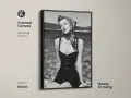 Originales cuadros de caras de mujeres modernos, estilo vintage, enmarcado en lienzo flotante negro.