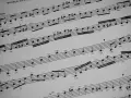 Muzyczne znaki na pięciolinii, nuty i akcenty tworzą melodię.