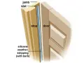 Diagram shows how to replace weather stripping on a door. Silicone weather stripping with a barb fits into the jamb slot.