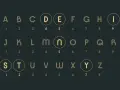 Alfabet z numerami, jak obliczyć plan duszy. Litery D, E, I, N, S, T, Y są podkreślone.