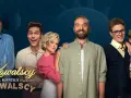 Kowalscy kontra Kowalscy obsada: sześcioro aktorów w różnym wieku, od młodzieży po starszych, z zabawnymi minami, na tle deszczu i kół.