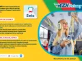 Uśmiechnięta pasażerka w autobusie 60 korzysta z aplikacji Emka na telefonie, kupując bilet.