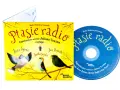Okładka płyty CD i sama płyta z ilustracją ptaków i napisem "Ptasie radio".