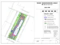 Projekt zagospodarowania działki z zaznaczoną powierzchnią zabudowy zgodnie z prawem budowlanym, drogami, parkingiem i zielenią.
