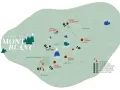 Carte du Tour du Mont Blanc, montrant les refuges, cols et villes. La distance TMB est indiquée par des points et des lignes.
