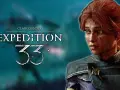 Una mujer con cabello rojo y ojos azules, con el logo "Clair Obscur Expedition 33" al lado.