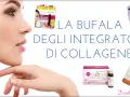 Primo piano di un volto femminile con integratori di peptidi di collagene in primo piano.