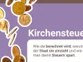 Münzen fliegen umher. Die Kirchensteuer wird erklärt, auch wieviel prozent kirchensteuer nrw ist und wie man damit Steuern spart.