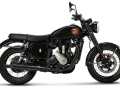 Stylowy, czarny motocykl BSA z klasycznym logo na baku. Idealny na weekendowe wypady.