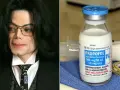 Michael Jackson i fiolka Propofolu, leku, który odegrał rolę w tym, jak zmarł Michael Jackson.