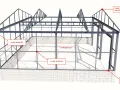 Szkielet garażu dwustanowiskowego wymiary 800x600 cm. Widoczne profile stalowe i fundament.