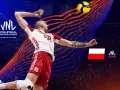 Siatkarz w skoku do ataku podczas turnieju finałowego Ligi Narodów. Polska kontra Włochy.