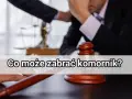 Młotek sędziowski i waga sprawiedliwości. Tekst: "Co może zabrać komornik?". Pytanie o egzekucję.