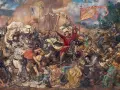 Bitwa pod Grunwaldem, dzieło Jana Matejki, ukazuje chaos i heroizm starcia. Kim był Jan Matejko? Wielkim malarzem historii Polski.