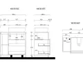 Plans techniques d'un meuble de salle de bain avec vasque à poser. La hauteur totale du meuble est de 780 mm.