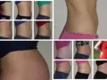 Bauchveränderungen über die Zeit, beginnend mit einem flachen Bauch, der sich langsam rundet. Man sieht, wie der Bauch wächst, als ob man 1 Woche schwanger wäre und sich weiterentwickelt.