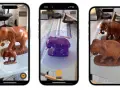 Skanowanie 3D iPhone'em: aplikacja AR tworzy cyfrowy model drewnianego słonia, pokazując proces przechwytywania i finalny efekt.