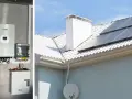 Instalacja OZE: panele słoneczne na dachu, falownik i akumulator na ścianie. To przyszłość energetyki!