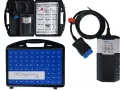 Zestaw Delphi DS Diagnostics: interfejs diagnostyczny, kabel, instrukcja i tablet.