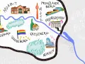 Mapa Berlina z zaznaczonymi dzielnicami i atrakcjami. Szukasz inspiracji, gdzie zjeść w Berlinie? Ta mapa pokazuje popularne miejsca.