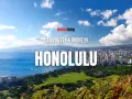 Aerial view of Honolulu, Hawaii, with text asking "Can you fly a drone in Honolulu?" Discussing Hawaii drone laws.