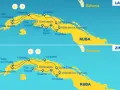 Mapa Kuby z zaznaczonymi trasami podróży latem i zimą. Gdzie jest Kuba? Na mapie widać Hawanę, Varadero, Pinar del Rio i inne miejsca.
