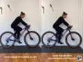 Comparaison avant/après du **tableau réglage position vélo**. La hauteur de selle est ajustée pour une meilleure posture.