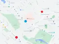 Mapa Szczecina z zaznaczonymi punktami. Czerwone kropki wskazują miejsca, które mogą pomóc w planowaniu, jak dojechać do Szczecina.