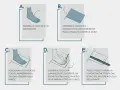 Guida per misurare il piede e trovare il numero scarpa corretto: indossa calze, appoggia il foglio, posiziona il piede, segna e misura.