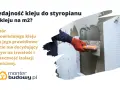 Ręka w rękawicy nakłada klej na styropian kielnią.
