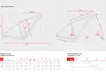 Schemat geometrii ramy rowerowej z wymiarami i tabelą rozmiarów S, M, L.