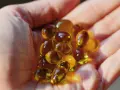 Une main tient des capsules d'huile de bourrache et onagre, un soutien naturel pour la ménopause.