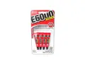 E6000 Premium adhesive bonds plastics like Polycarbonate, PVC, and ABS. This package contains four tubes of clear, industrial-strength contact adhesive.