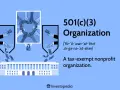Hands form a heart with money, symbolizing a 501c3 organization's mission. A lock hangs below, suggesting accountability.