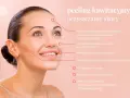 Kobieta z promienną cerą po zabiegach oczyszczających na twarz. Peeling kawitacyjny usuwa martwy naskórek i zanieczyszczenia.