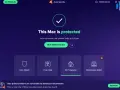 Interfejs Avast Security informuje, że Mac jest chroniony. Kliknij "RUN SMART SCAN", aby dowiedzieć się, jak przeskanować komputer i rozwiązać problemy z bezpieczeństwem.