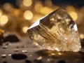 Quarzo rutilato con inclusioni dorate, un cristallo che evoca le sue proprietà energetiche e curative.