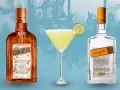 Cointreau kontra Triple Sec w koktajlach: pomarańczowy likier Cointreau i przezroczysty Combier obok drinka z limonką.