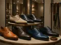 Ligne de chaussures élégantes : derbies et richelieus de différentes couleurs.