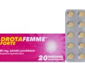 Drotafemme Forte na co pomaga? Opakowanie leku z 20 tabletkami powlekanymi, zawierającymi drotaweryny chlorowodorek.