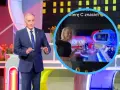 Prowadzący Familiady pyta o rodzaje orzechów. W tle widać uczestników gry i planszę z wynikami.