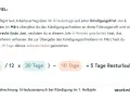 Beispielrechnung: 30 Urlaubstage Jahresurlaub, 6 Monate gearbeitet, 10 Tage genommen = 5 Tage Resturlaub. Gesetzlicher Urlaubsanspruch bei Kündigung im 1. Halbjahr.