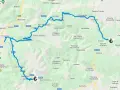 Mappa di un percorso in moto attraverso l'Altopiano di Asiago e la Vallagarina, con tappe a Rovereto, Folgaria, Gallio e Cogollo del Cengio. La strada del costo è ben visibile.