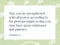 A verse from Colossians 1:11 on a light green floral background, reminding us that David encouraged himself in the Lord, finding strength and patience.