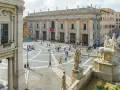 Piazza del Campidoglio, Rome, with the Capitoline Museums' facade and statues.